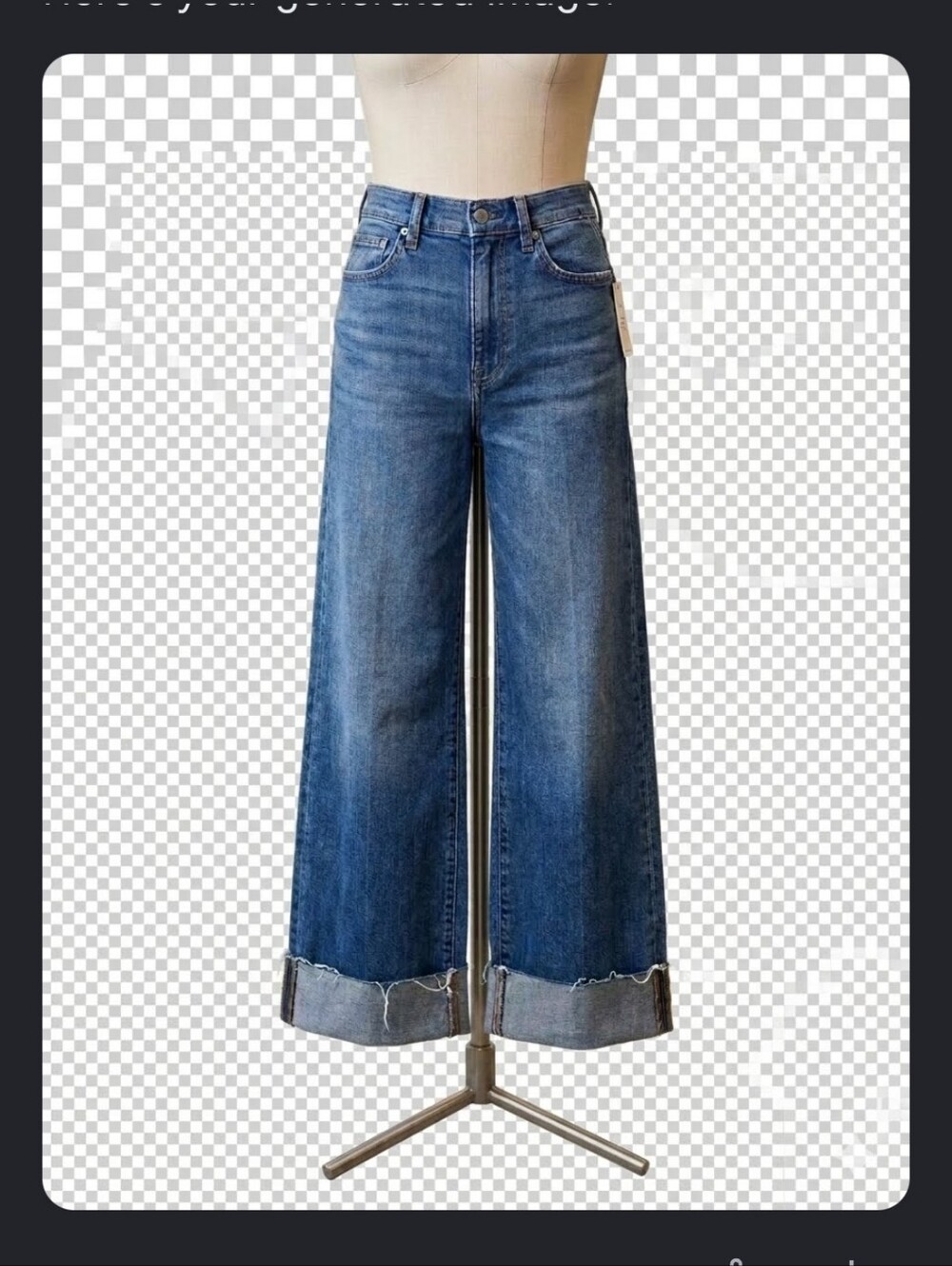 Madewell High Rise Wide Leg Crop Jeans Raw Frayed Hem Blue Cuffed Denim Size 26